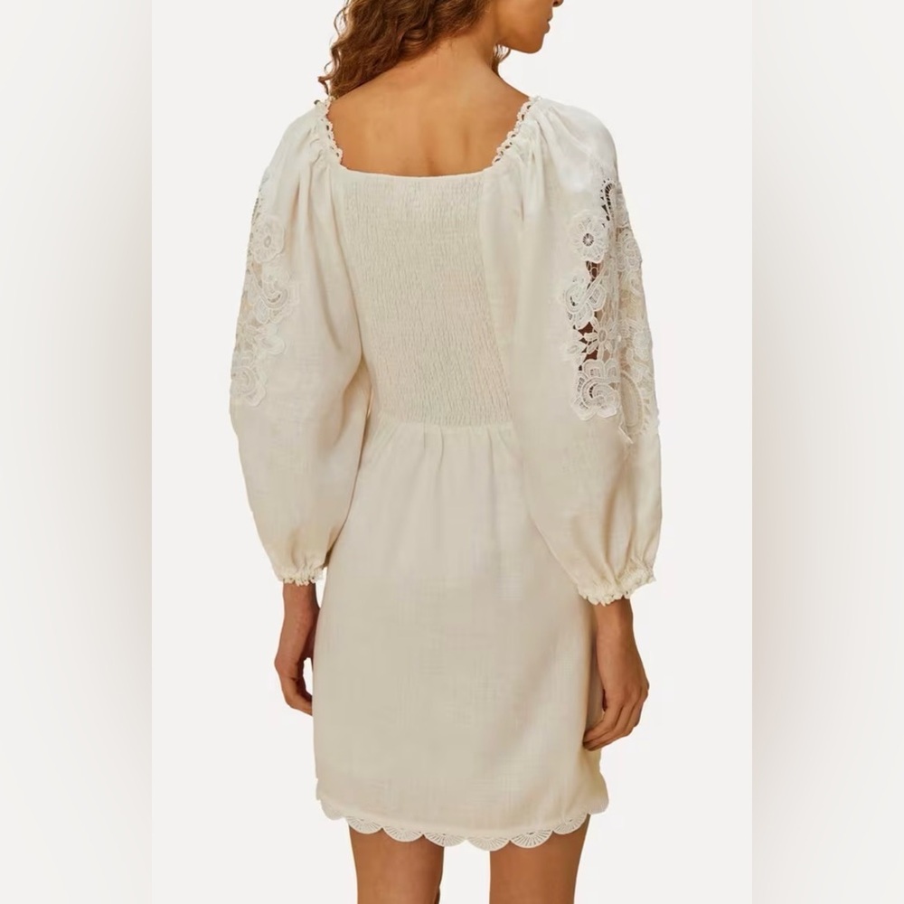 FARM Rio White Eyelet Puff-Sleeve Mini Dress - XS - read description! - Picture 2 of 16